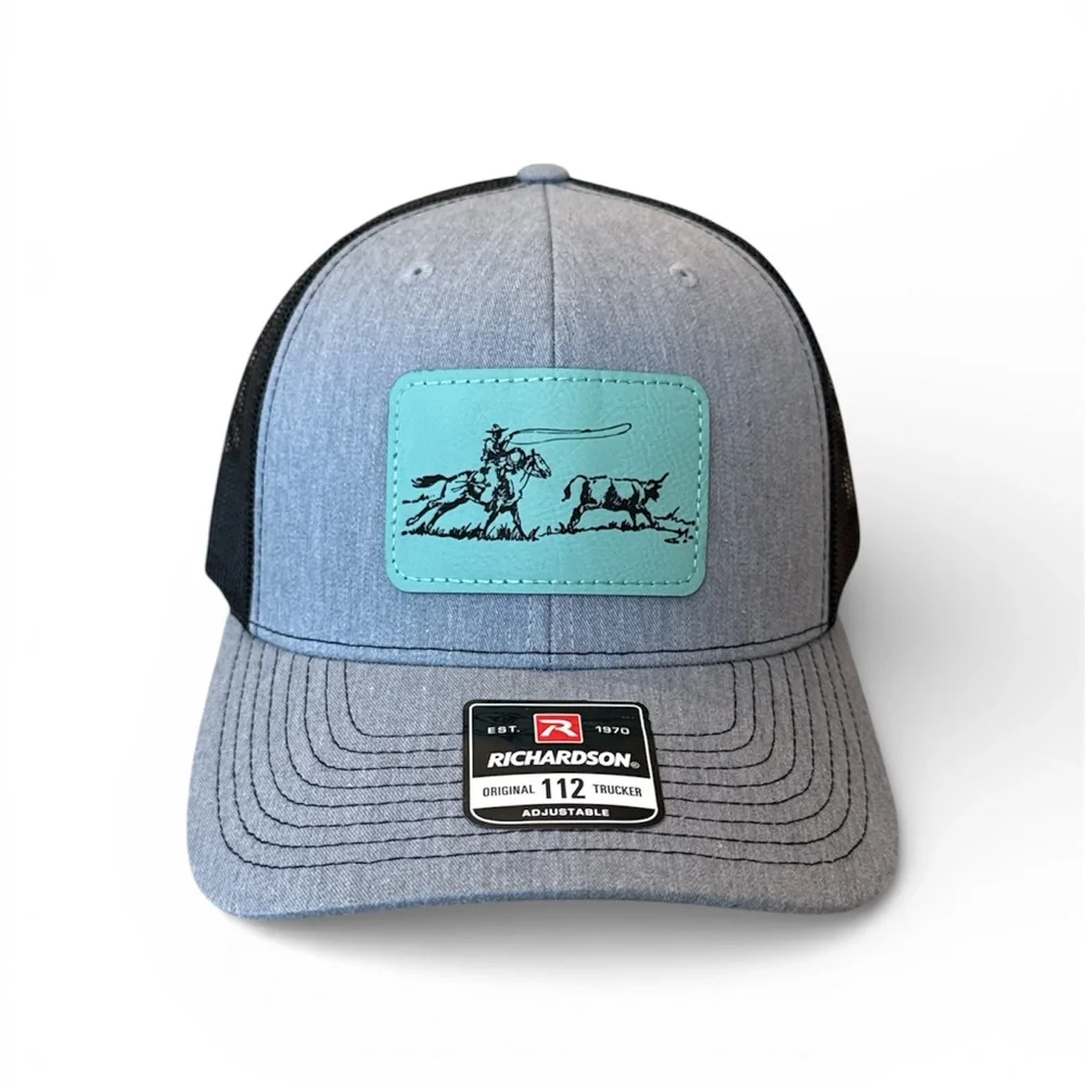 RICHARDSON 112 Heather Gray/Black Ranch Roper Patch Structured Trucker - Picture 2 of 8
